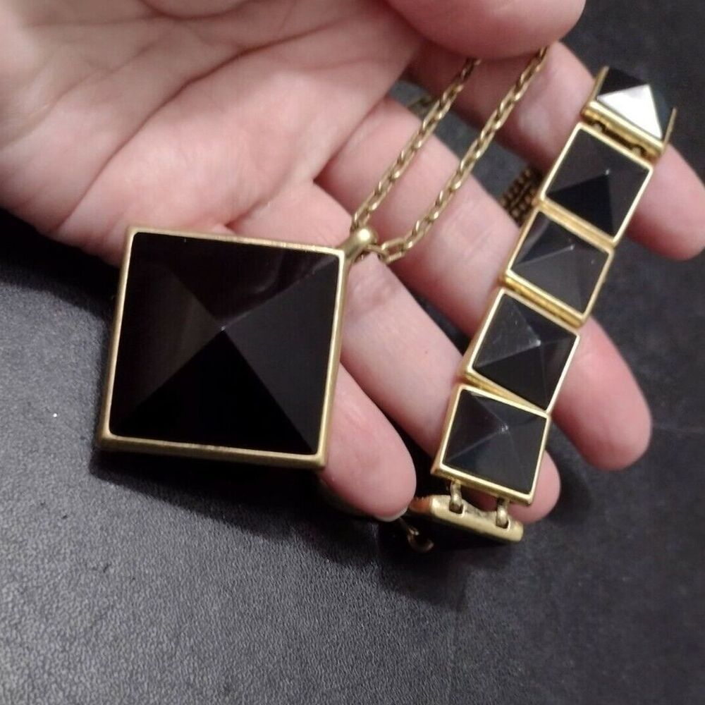 Lucky brand pyramid necklace & bracelet set 22-24" 6.25-6.5"
